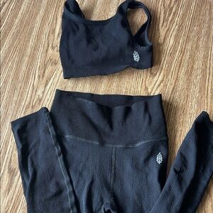 Free People Movement Black Ribbed Activewear Set